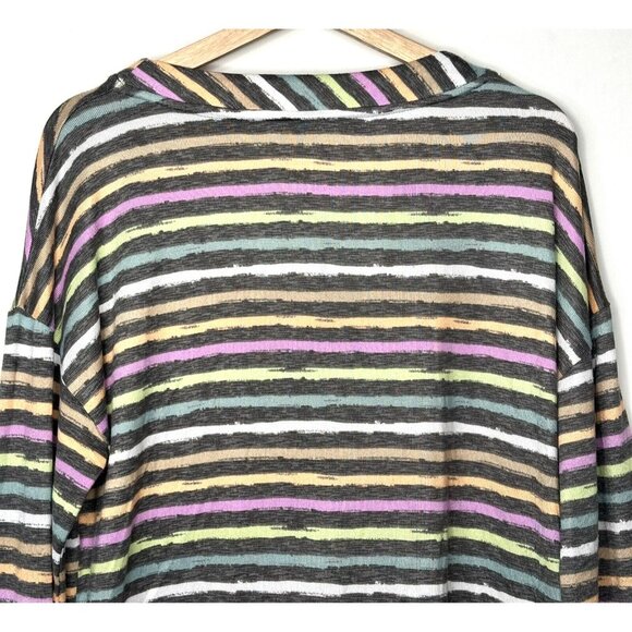 Joyspun Womens Cardigan Sweater Hacci Knit V Neck Stretch Rainbow Stripe Sz M - Picture 5 of 10